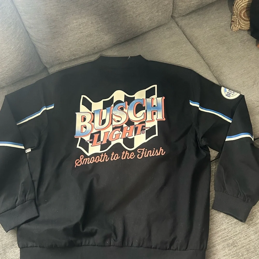 Busch Light Racing Jacket Snap Closure Black W/Busch Logo Size XXLarge NWT - Picture 5 of 9